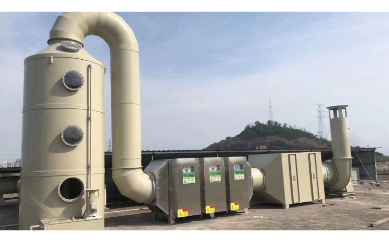 PP噴淋塔+UV光解凈化器+PP活性炭吸附箱